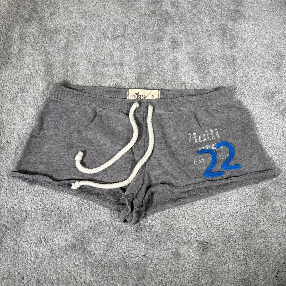 Vintage Hollister Sweat Shorts Womens S Gray Low Rise Logo Micro Mini Booty Y2K